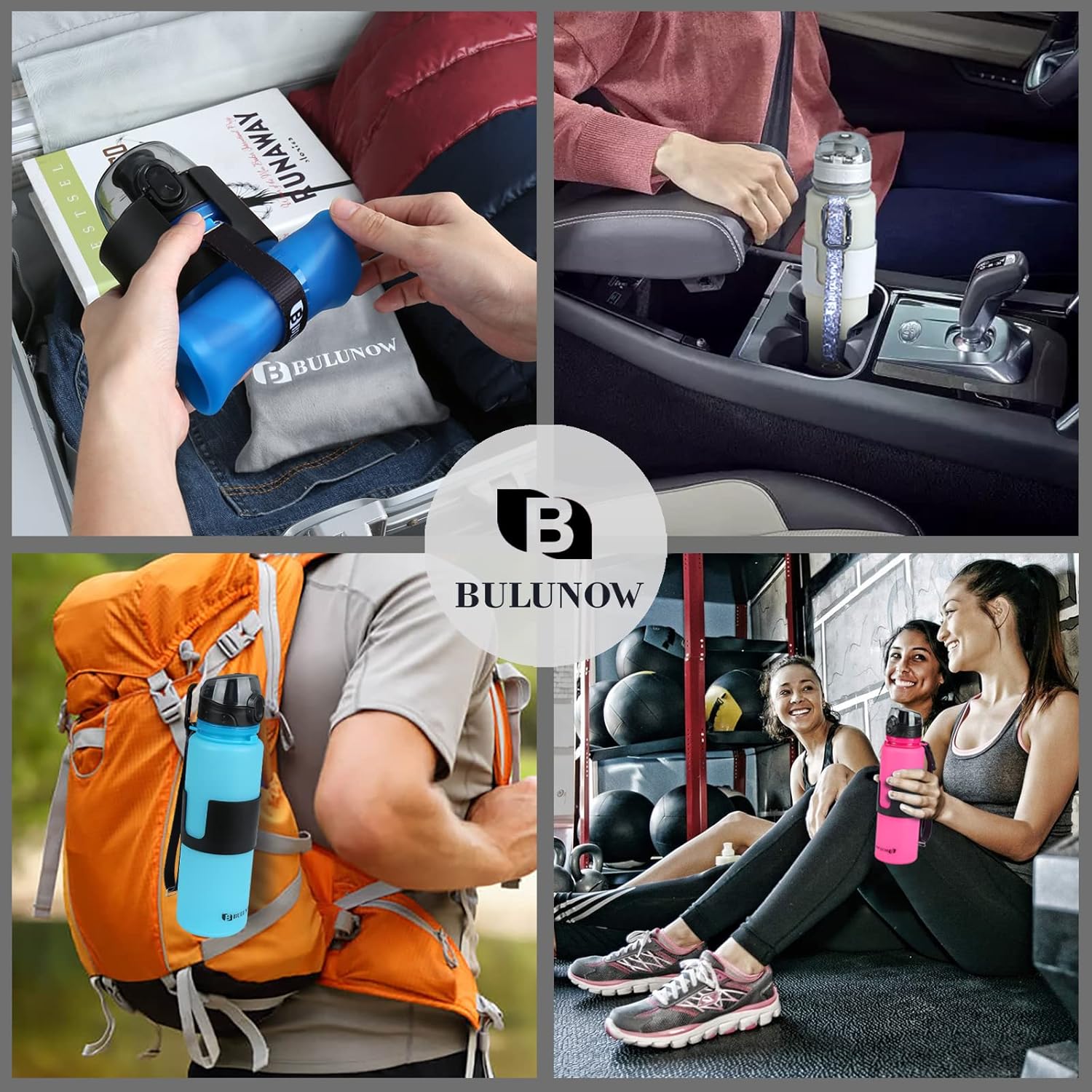 BPA-Free Silicone Collapsible Water Bottle - Leak Proof Twist Cap - 22 oz (City Grey) - Image 7