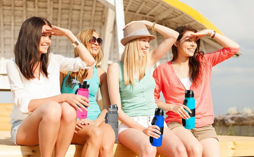 BPA-Free Silicone Collapsible Water Bottle - Leak Proof Twist Cap - 22 oz (City Grey) - Image 8